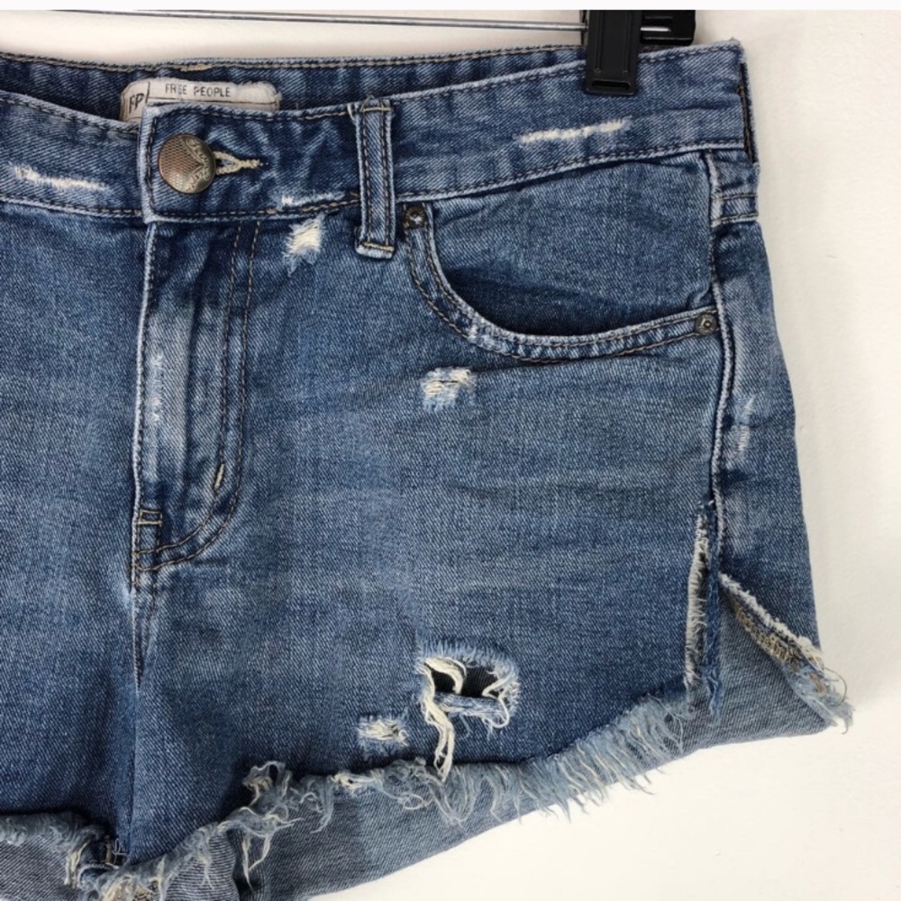 Feee People Distressed Denim Shorts - Picture 3 of 8